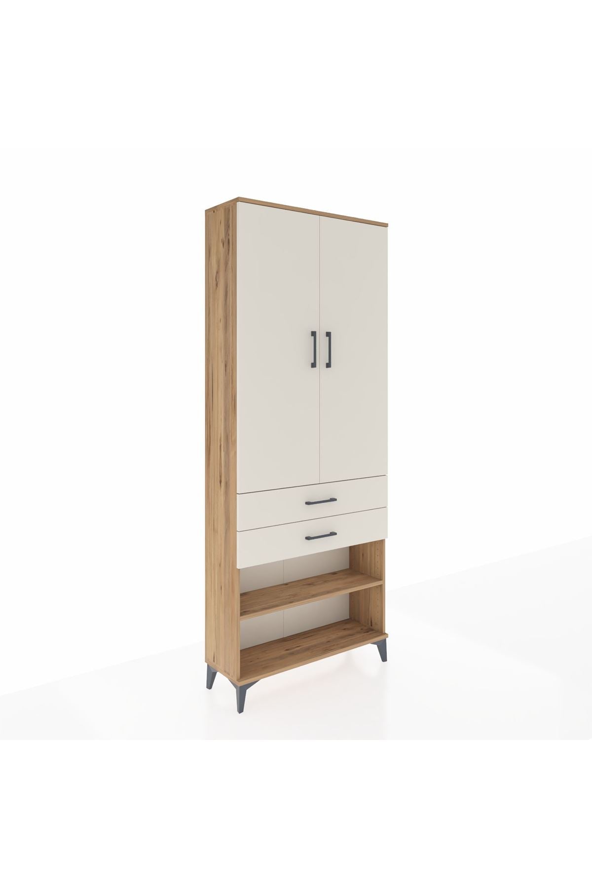 Arges Dolap 4 Raflı 2 Çekmeceli 2 Kapaklı 88x30x221 Çam-Aytaşı