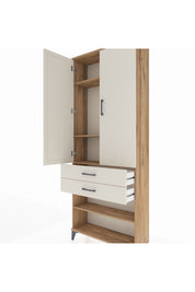 Arges Dolap 4 Raflı 2 Çekmeceli 2 Kapaklı 88x30x221 Çam-Aytaşı