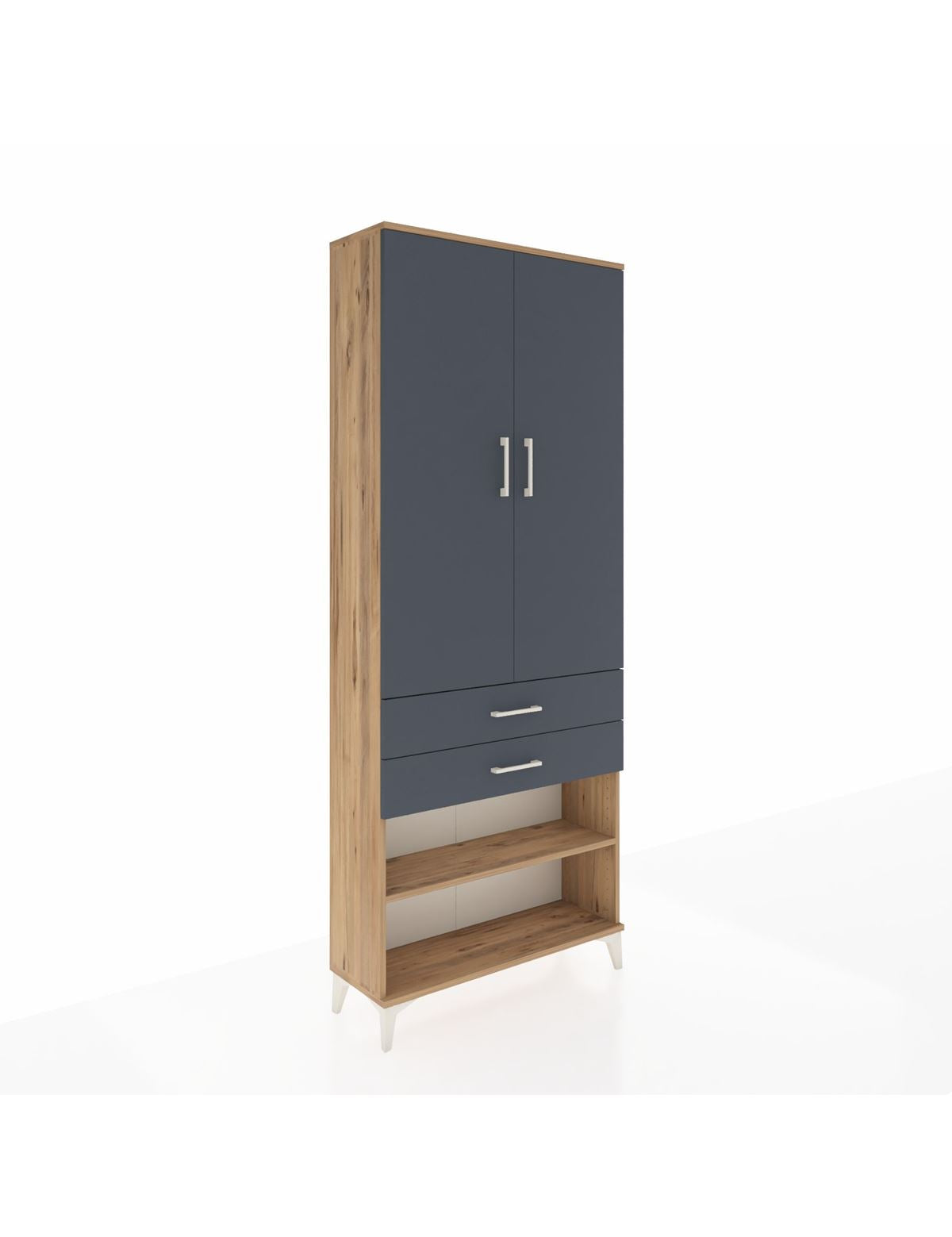 Arges Dolap 4 Raflı 2 Çekmeceli 2 Kapaklı 88x30x221 Çam-Antrasit