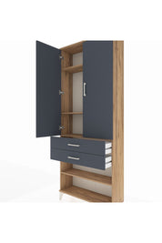 Arges Dolap 4 Raflı 2 Çekmeceli 2 Kapaklı 88x30x221 Çam-Antrasit