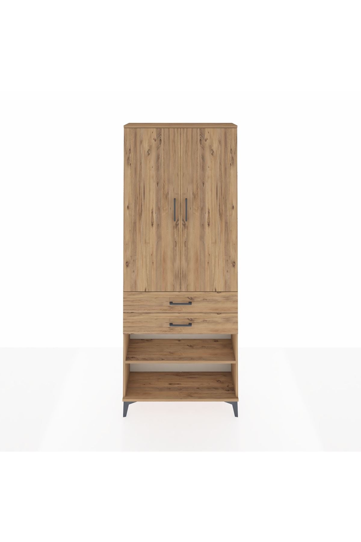 Arges Dolap 4 Raflı 2 Çekmeceli 2 Kapaklı 88x30x221 Çam-Çam