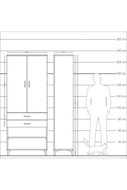 Arges Dolap 4 Raflı 2 Çekmeceli 2 Kapaklı 88x30x221 Çam-Antrasit