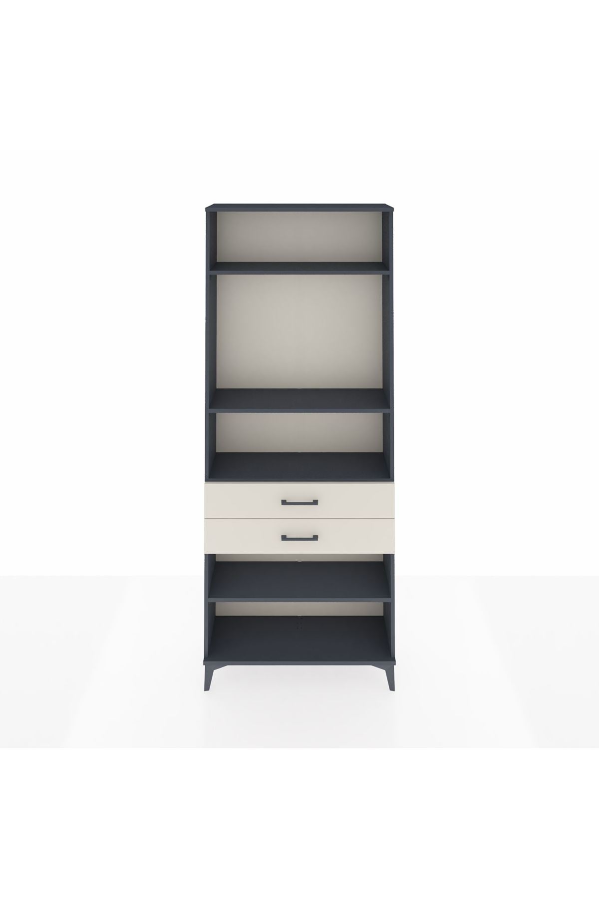 Arges Dolap 4 Raflı 2 Çekmeceli 88x30x221 Antrasit-Aytaşı