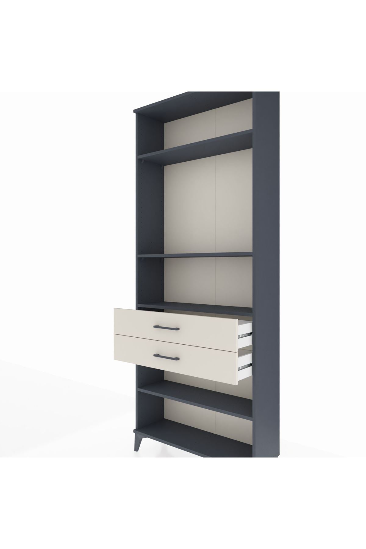 Arges Dolap 4 Raflı 2 Çekmeceli 88x30x221 Antrasit-Aytaşı