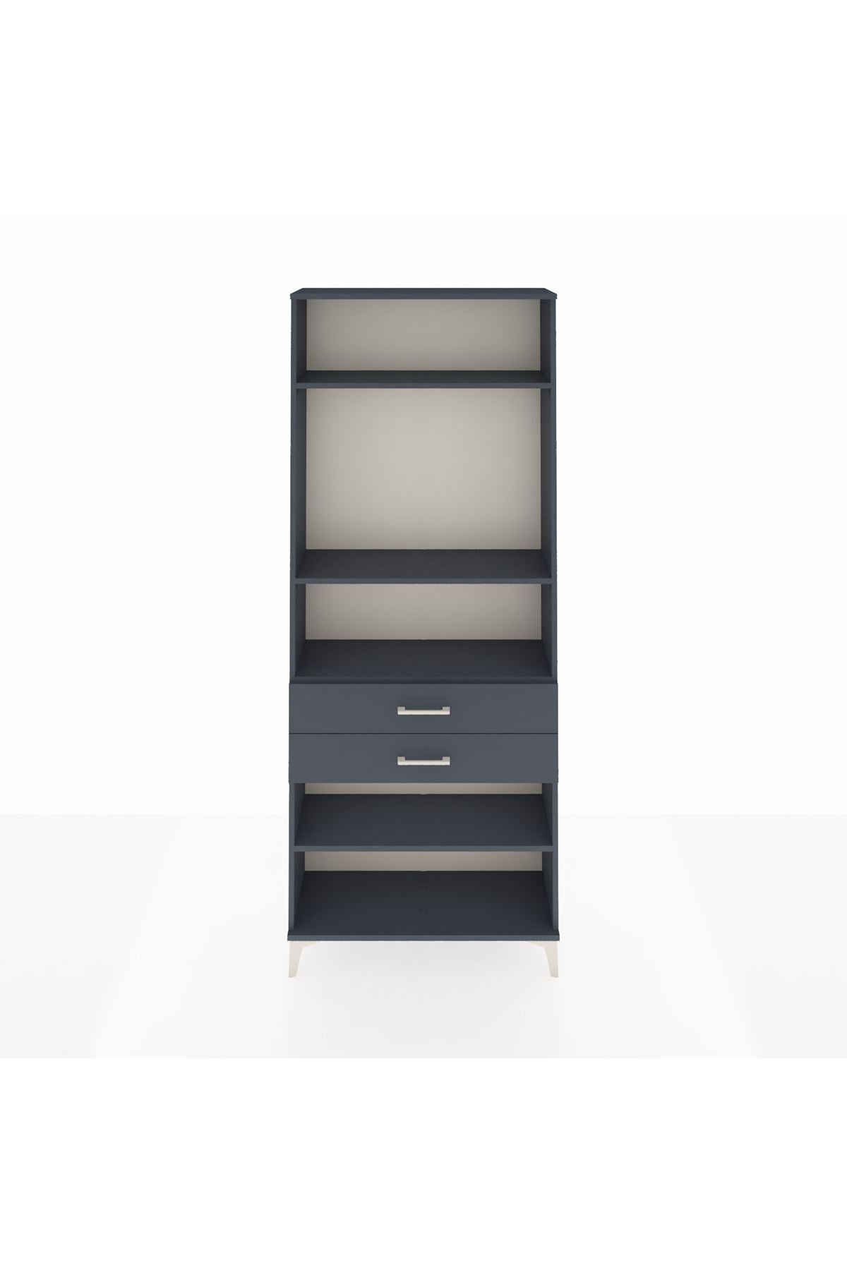 Arges Dolap 4 Raflı 2 Çekmeceli 88x30x221 Antrasit-Antrasit