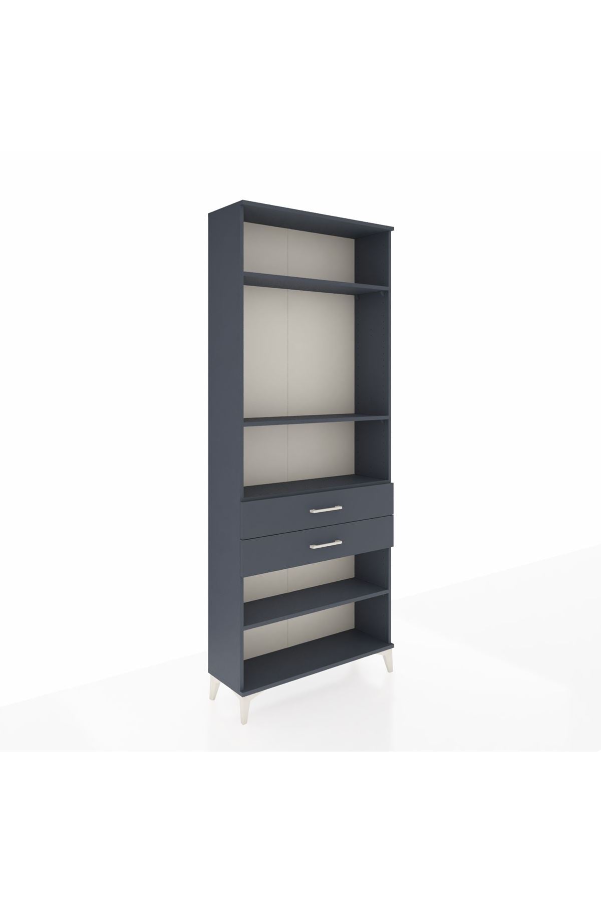 Arges Dolap 4 Raflı 2 Çekmeceli 88x30x221 Antrasit-Antrasit