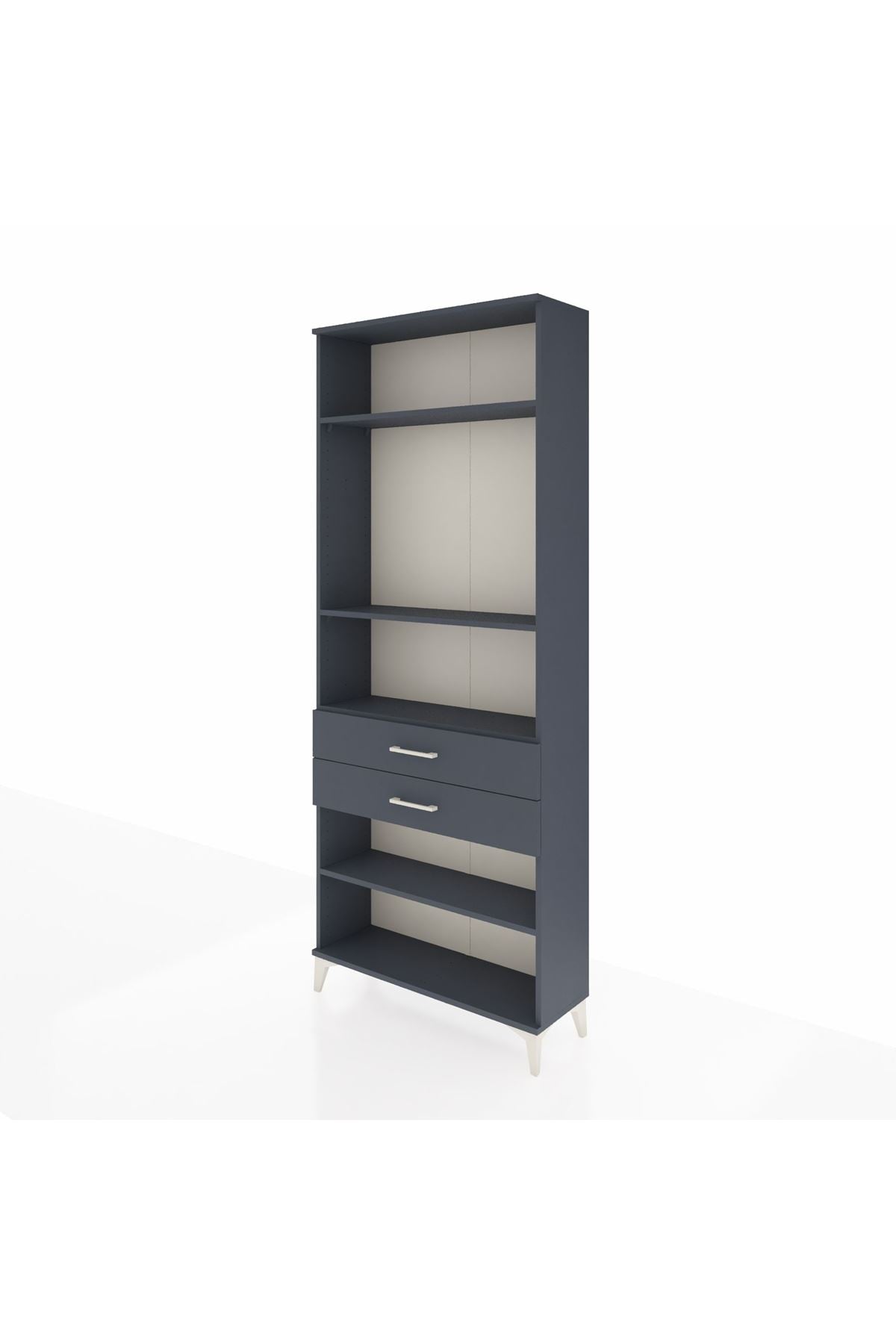 Arges Dolap 4 Raflı 2 Çekmeceli 88x30x221 Antrasit-Antrasit