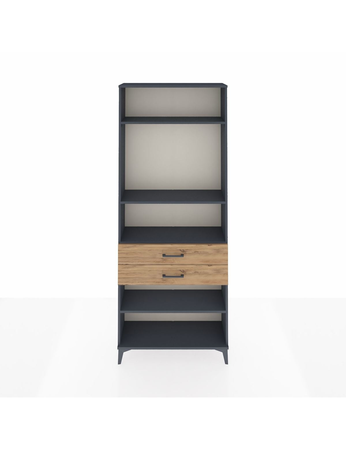 Arges Dolap 4 Raflı 2 Çekmeceli 88x30x221 Antrasit-Çam