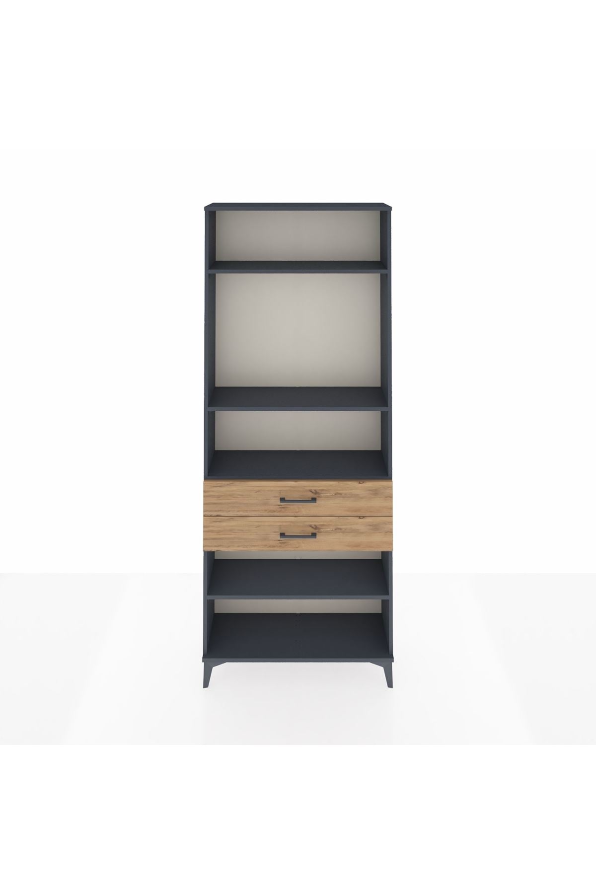 Arges Dolap 4 Raflı 2 Çekmeceli 88x30x221 Antrasit-Çam