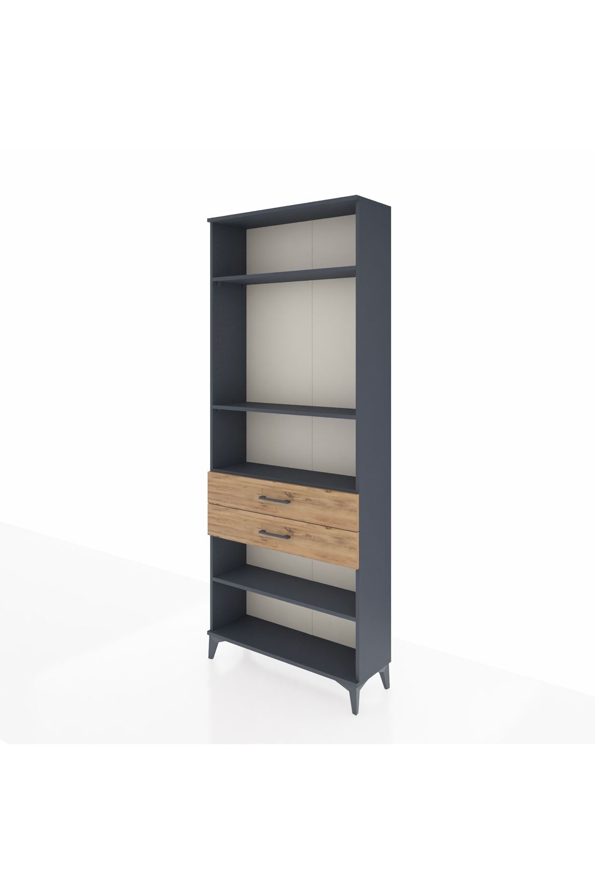 Arges Dolap 4 Raflı 2 Çekmeceli 88x30x221 Antrasit-Çam