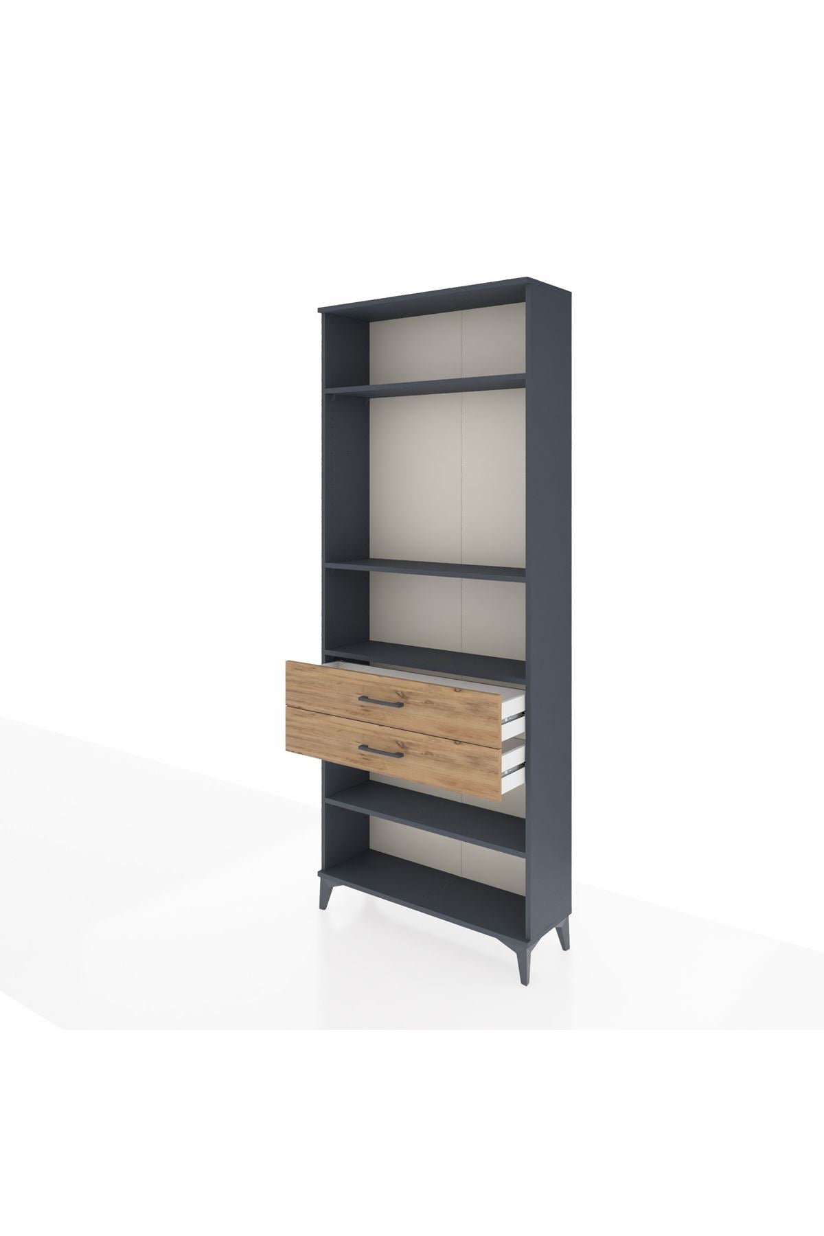 Arges Dolap 4 Raflı 2 Çekmeceli 88x30x221 Antrasit-Çam