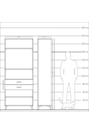 Arges Dolap 4 Raflı 2 Çekmeceli 88x30x221 Antrasit-Çam