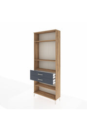 Arges Dolap 4 Raflı 2 Çekmeceli 88x30x221 Çam-Antrasit