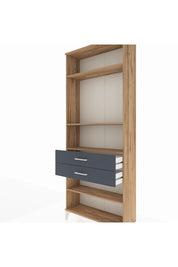 Arges Dolap 4 Raflı 2 Çekmeceli 88x30x221 Çam-Antrasit