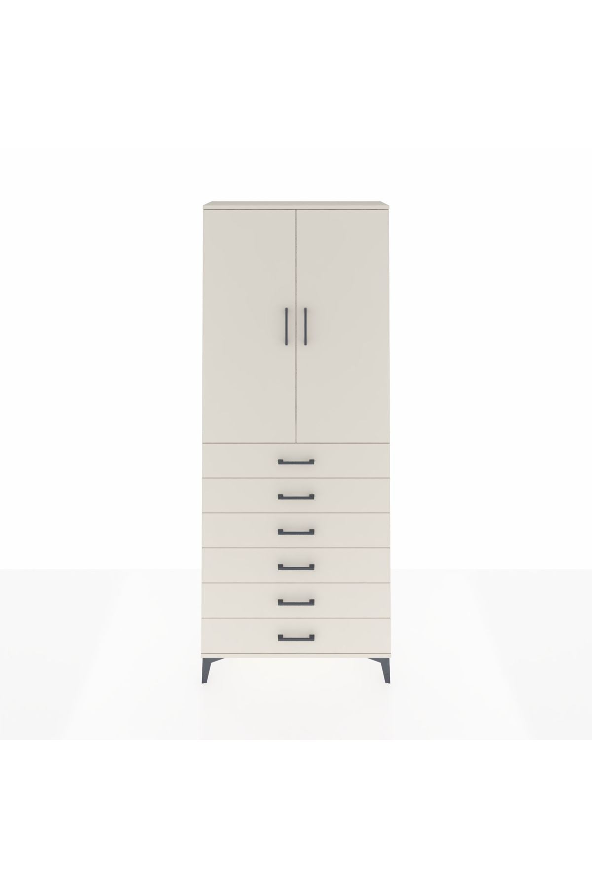 Arges Dolap 3 Raflı 6 Çekmeceli 2 Kapaklı 88x30x221 Aytaşı-Aytaşı