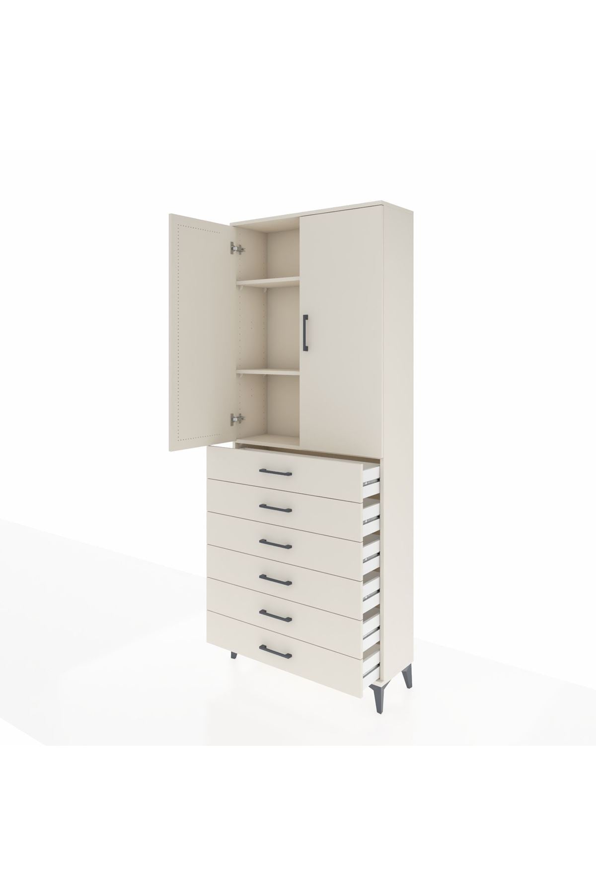 Arges Dolap 3 Raflı 6 Çekmeceli 2 Kapaklı 88x30x221 Aytaşı-Aytaşı