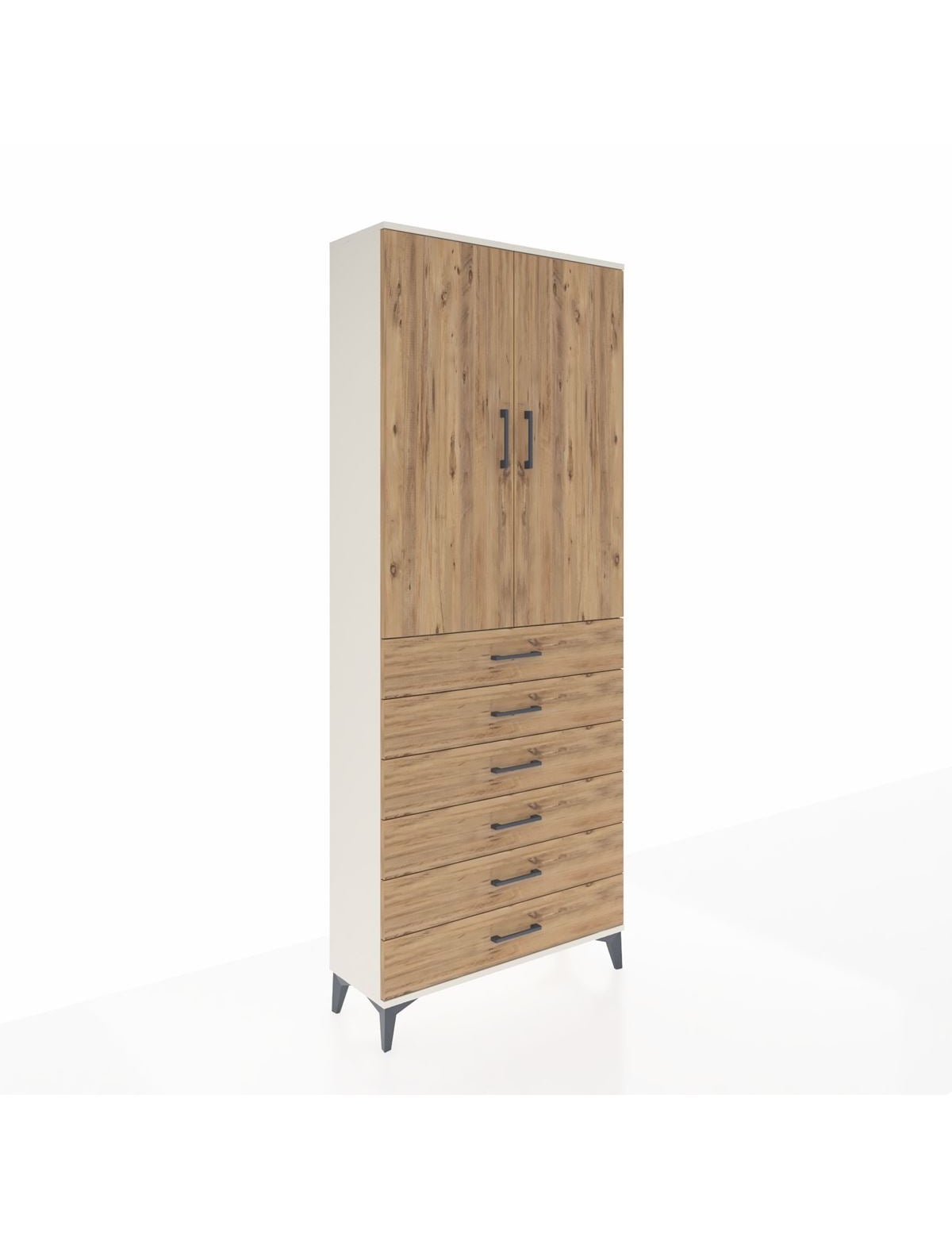 Arges Dolap 3 Raflı 6 Çekmeceli 2 Kapaklı 88x30x221 Aytaşı-Çam