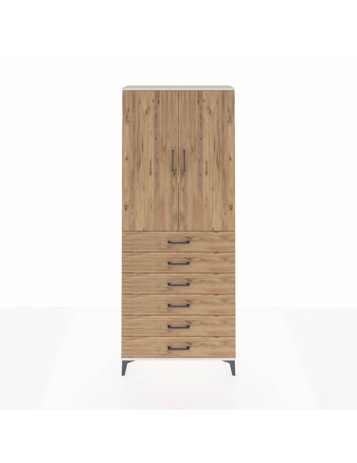 Arges Dolap 3 Raflı 6 Çekmeceli 2 Kapaklı 88x30x221 Aytaşı-Çam