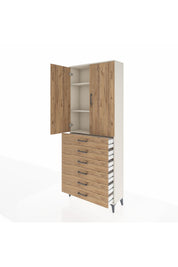 Arges Dolap 3 Raflı 6 Çekmeceli 2 Kapaklı 88x30x221 Aytaşı-Çam