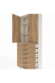 Arges Dolap 3 Raflı 6 Çekmeceli 2 Kapaklı 88x30x221 Aytaşı-Çam