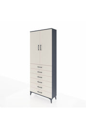 Arges Dolap 3 Raflı 6 Çekmeceli 2 Kapaklı 88x30x221 Antrasit-Aytaşı