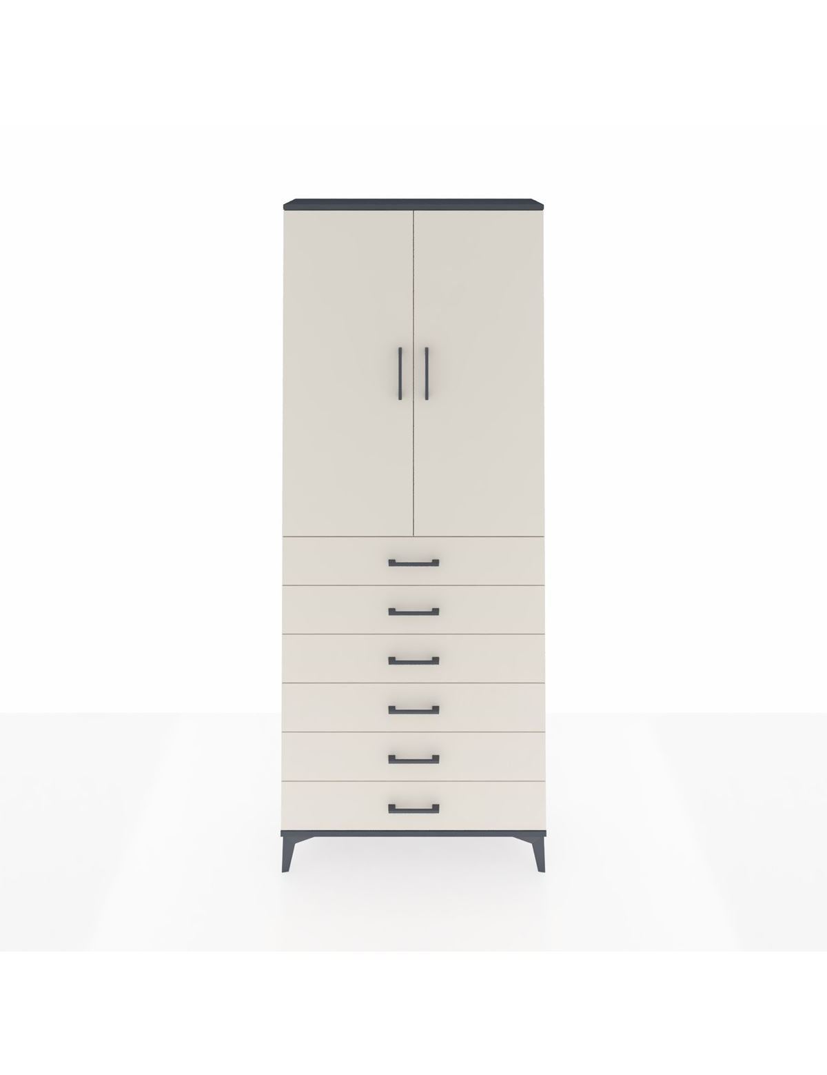 Arges Dolap 3 Raflı 6 Çekmeceli 2 Kapaklı 88x30x221 Antrasit-Aytaşı