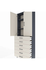 Arges Dolap 3 Raflı 6 Çekmeceli 2 Kapaklı 88x30x221 Antrasit-Aytaşı