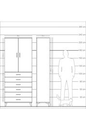 Arges Dolap 3 Raflı 6 Çekmeceli 2 Kapaklı 88x30x221 Antrasit-Aytaşı