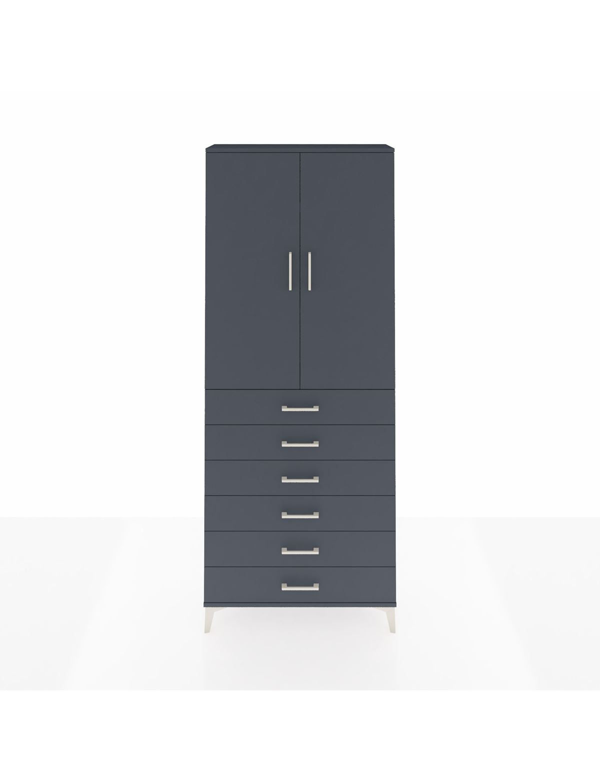 Arges Dolap 3 Raflı 6 Çekmeceli 2 Kapaklı 88x30x221 Antrasit-Antrasit