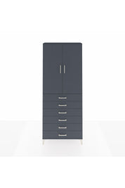 Arges Dolap 3 Raflı 6 Çekmeceli 2 Kapaklı 88x30x221 Antrasit-Antrasit