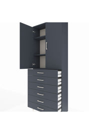 Arges Dolap 3 Raflı 6 Çekmeceli 2 Kapaklı 88x30x221 Antrasit-Antrasit