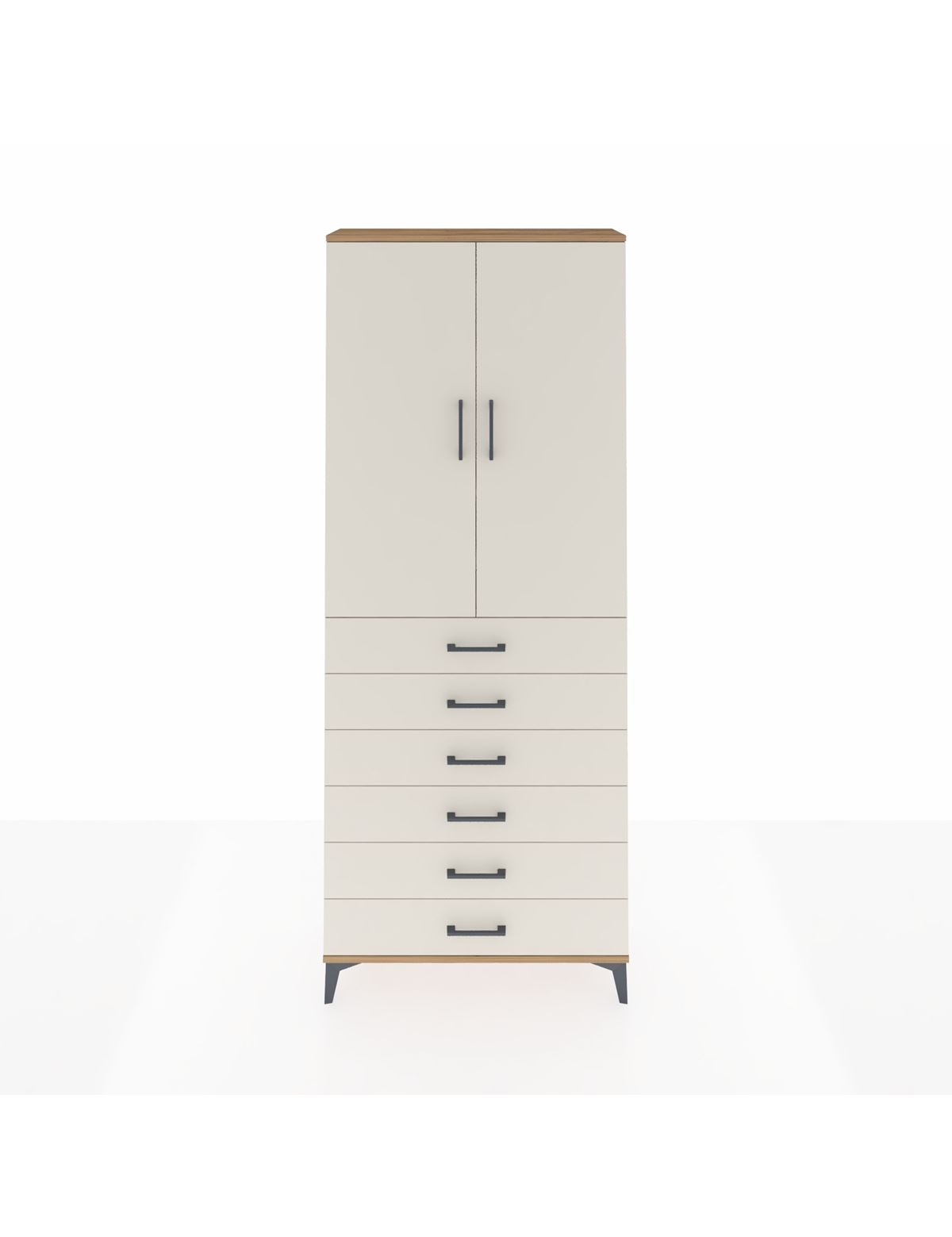 Arges Dolap 3 Raflı 6 Çekmeceli 2 Kapaklı 88x30x221 Çam-Aytaşı