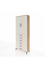 Arges Dolap 3 Raflı 6 Çekmeceli 2 Kapaklı 88x30x221 Çam-Aytaşı