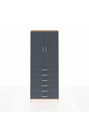 Arges Dolap 3 Raflı 6 Çekmeceli 2 Kapaklı 88x30x221 Çam-Antrasit