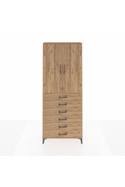 Arges Dolap 3 Raflı 6 Çekmeceli 2 Kapaklı 88x30x221 Çam-Çam