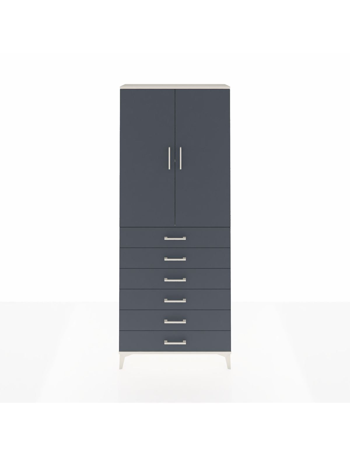 Arges Dolap 2 Raflı 6 Çekmeceli 2 Kapaklı 88x30x221 Aytaşı-Antrasit