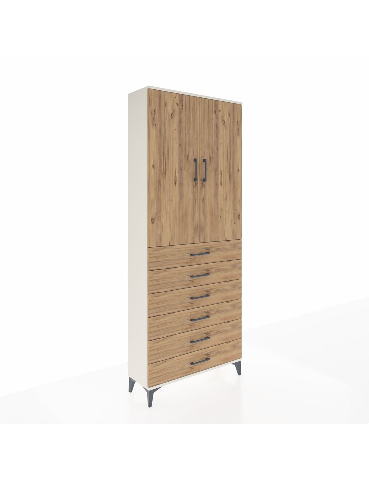 Arges Dolap 2 Raflı 6 Çekmeceli 2 Kapaklı 88x30x221 Aytaşı-Çam