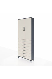 Arges Dolap 2 Raflı 6 Çekmeceli 2 Kapaklı 88x30x221 Antrasit-Aytaşı