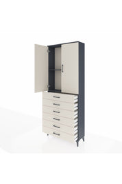 Arges Dolap 2 Raflı 6 Çekmeceli 2 Kapaklı 88x30x221 Antrasit-Aytaşı