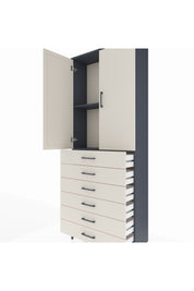 Arges Dolap 2 Raflı 6 Çekmeceli 2 Kapaklı 88x30x221 Antrasit-Aytaşı