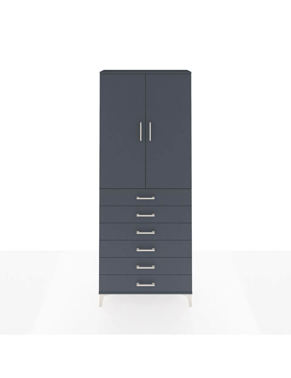 Arges Dolap 2 Raflı 6 Çekmeceli 2 Kapaklı 88x30x221 Antrasit-Antrasit