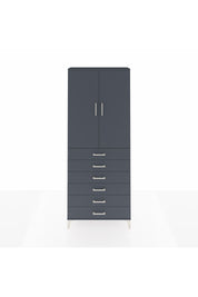 Arges Dolap 2 Raflı 6 Çekmeceli 2 Kapaklı 88x30x221 Antrasit-Antrasit