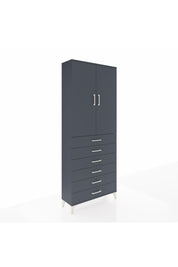 Arges Dolap 2 Raflı 6 Çekmeceli 2 Kapaklı 88x30x221 Antrasit-Antrasit