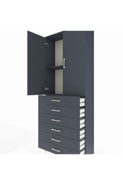 Arges Dolap 2 Raflı 6 Çekmeceli 2 Kapaklı 88x30x221 Antrasit-Antrasit