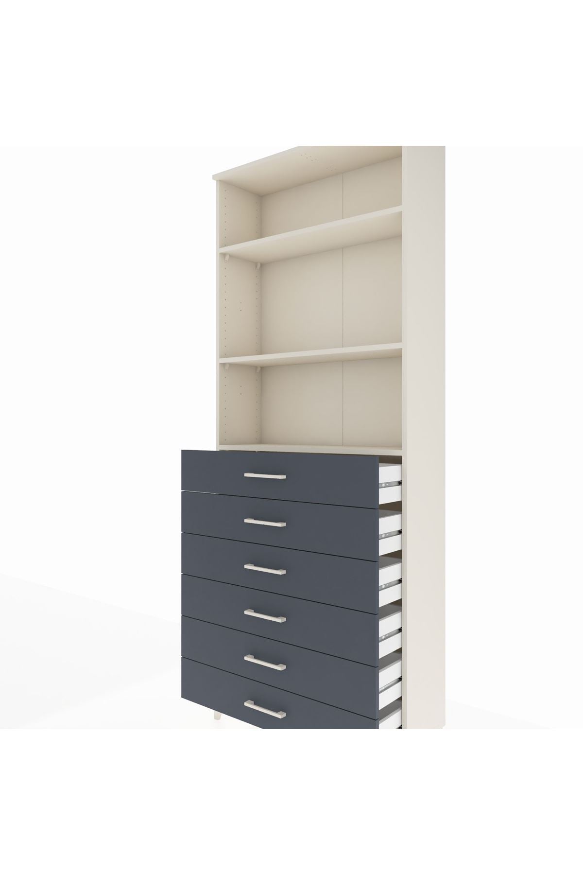 Arges Dolap 3 Raflı 6 Çekmeceli 88x30x221 Aytaşı-Antrasit