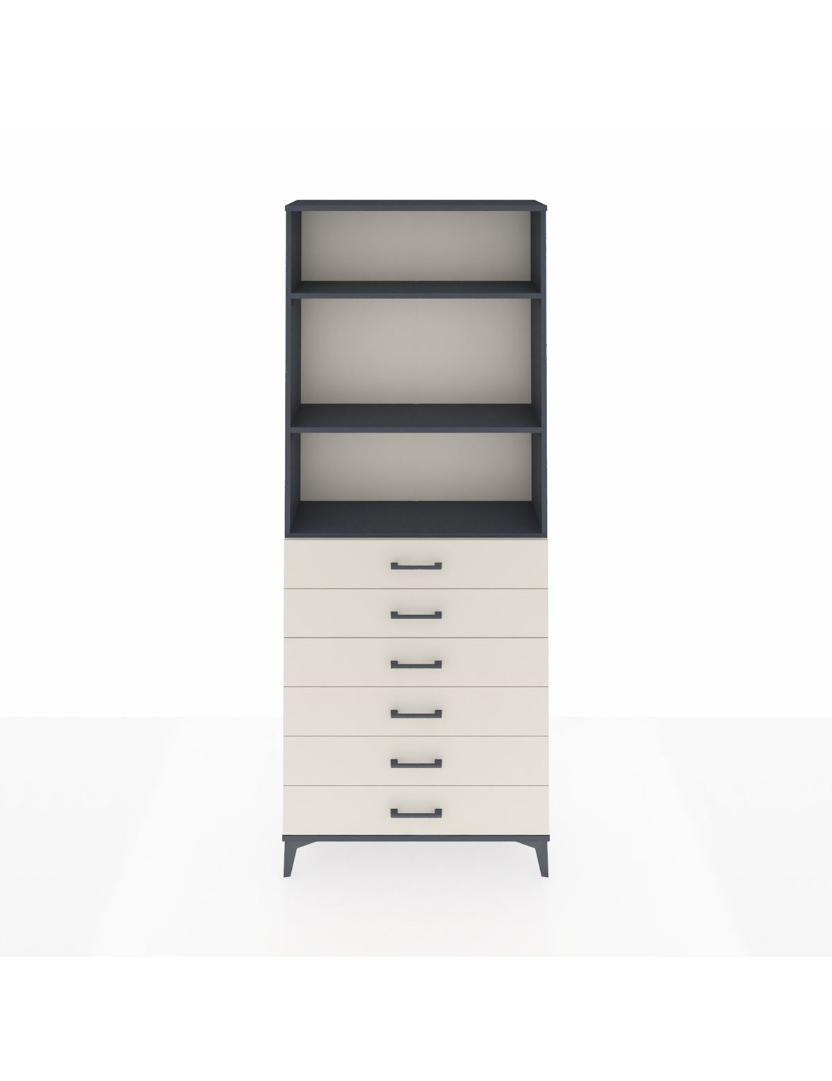 Arges Dolap 3 Raflı 6 Çekmeceli 88x30x221 Antrasit-Aytaşı