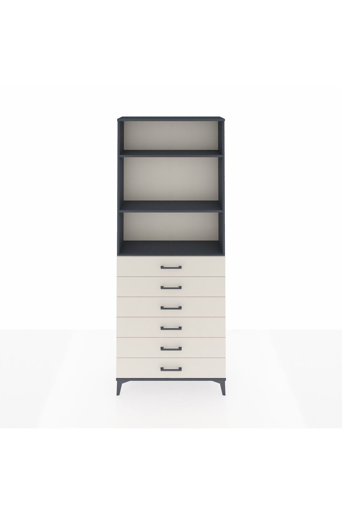 Arges Dolap 3 Raflı 6 Çekmeceli 88x30x221 Antrasit-Aytaşı