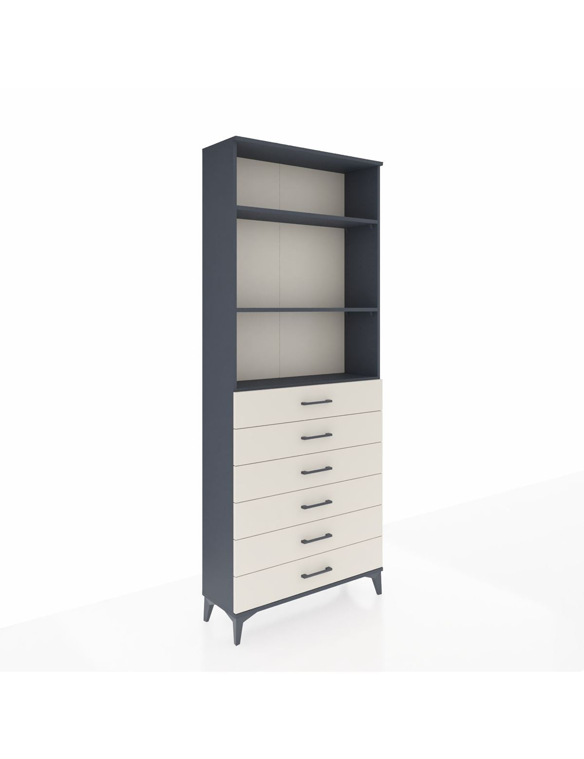 Arges Dolap 3 Raflı 6 Çekmeceli 88x30x221 Antrasit-Aytaşı