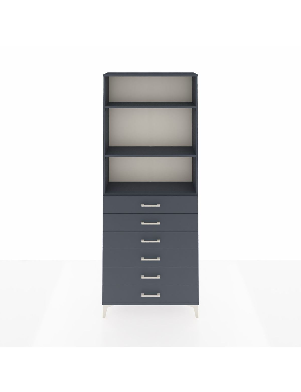 Arges Dolap 3 Raflı 6 Çekmeceli 88x30x221 Antrasit-Antrasit