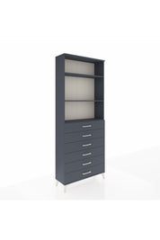 Arges Dolap 3 Raflı 6 Çekmeceli 88x30x221 Antrasit-Antrasit